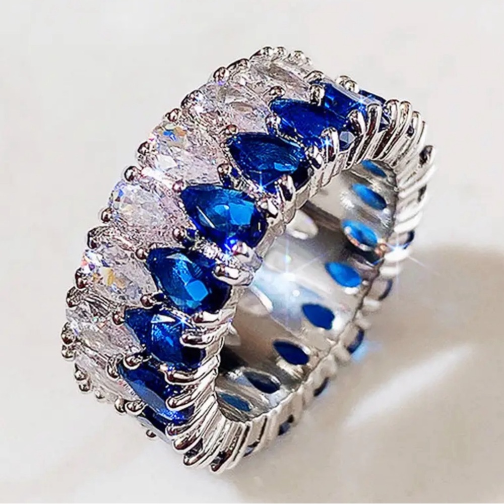 Beautiful Sapphire Diamond Double Row Ring
